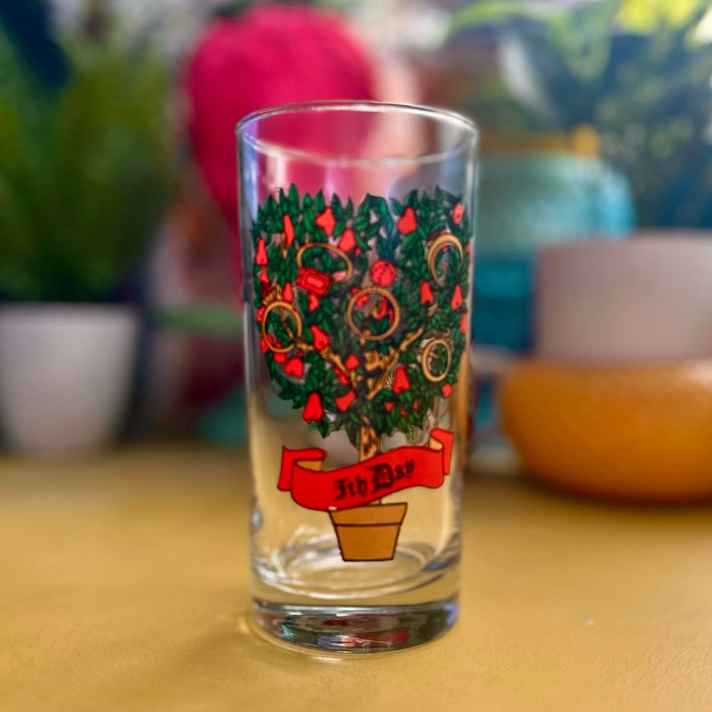 Vintage 16oz 12 Days of Christmas Glass, Day 5, from Indiana Glass